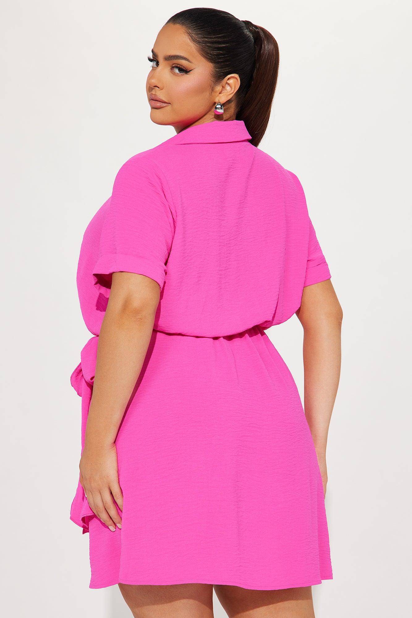 Wynona Wrap Mini Dress - Hot Pink Product Image