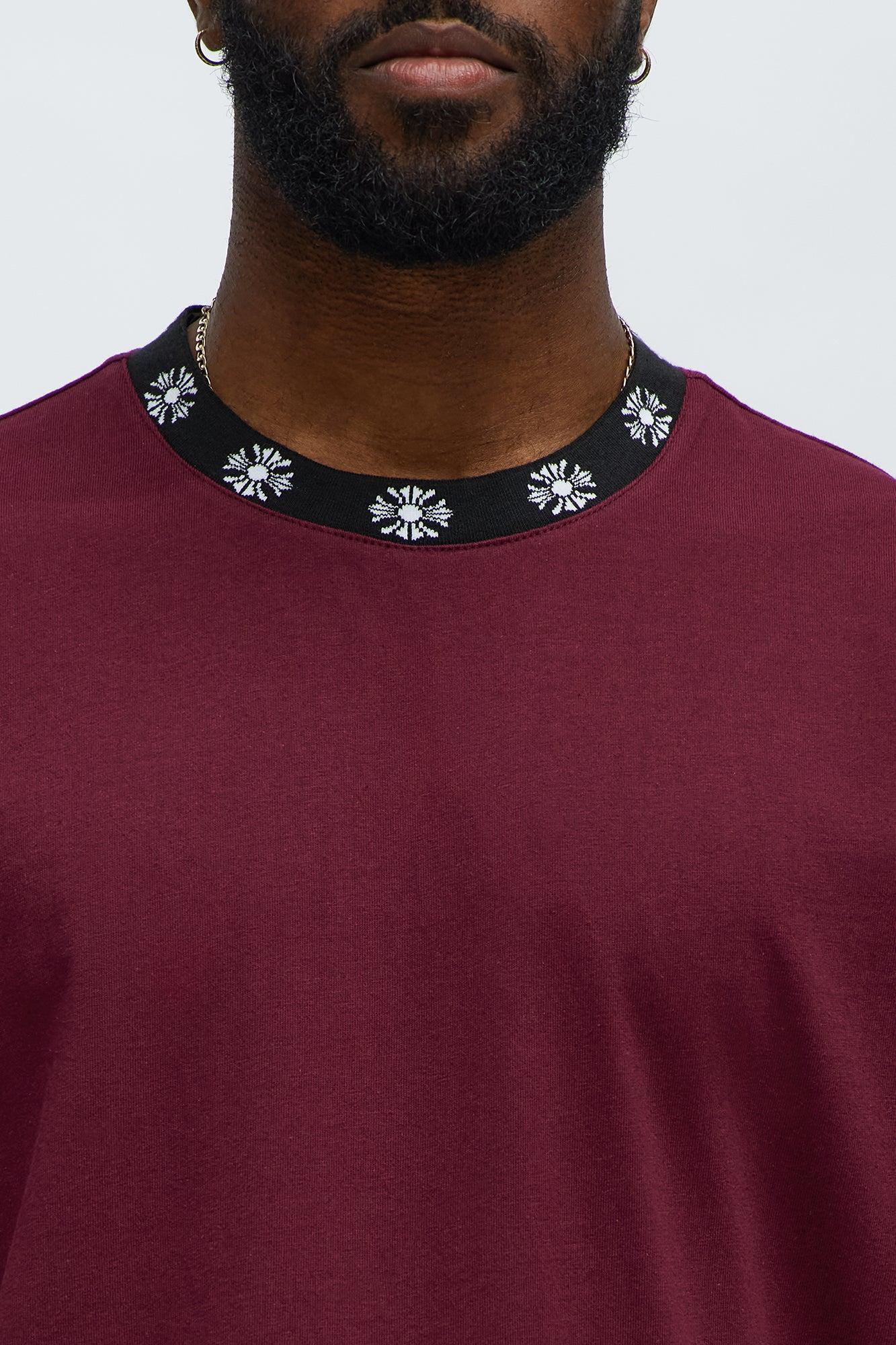 Short Sleeve Cross Collar Graphic - DarkRed Male Product Image