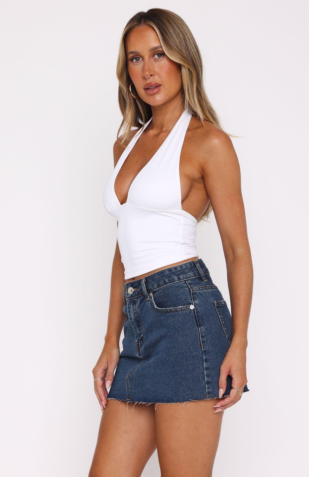 Love To Dream Denim Mini Skirt Mid Blue Product Image