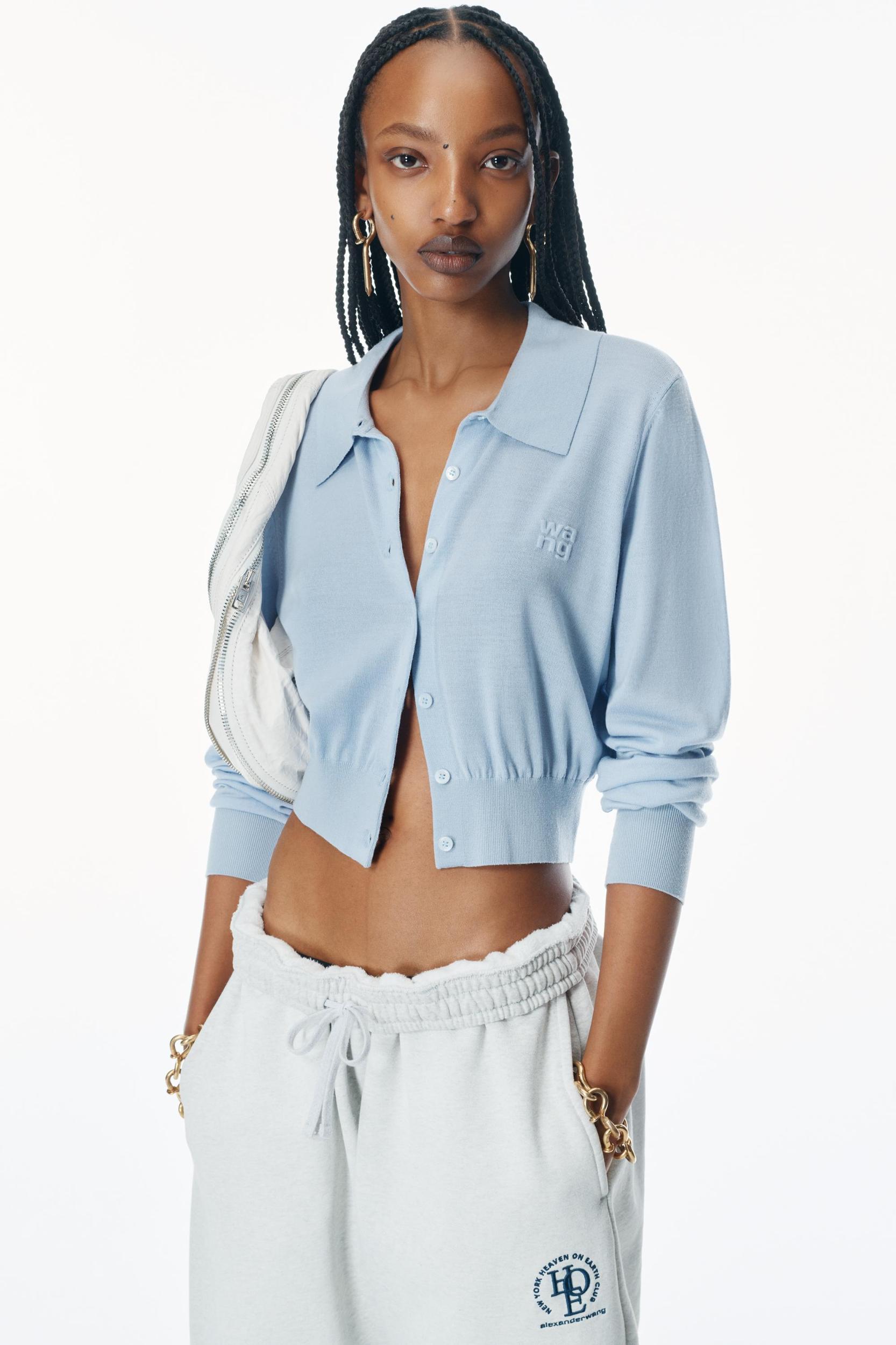 High-frequency Stacked Logo Cardigan In Merino Wool Product Image