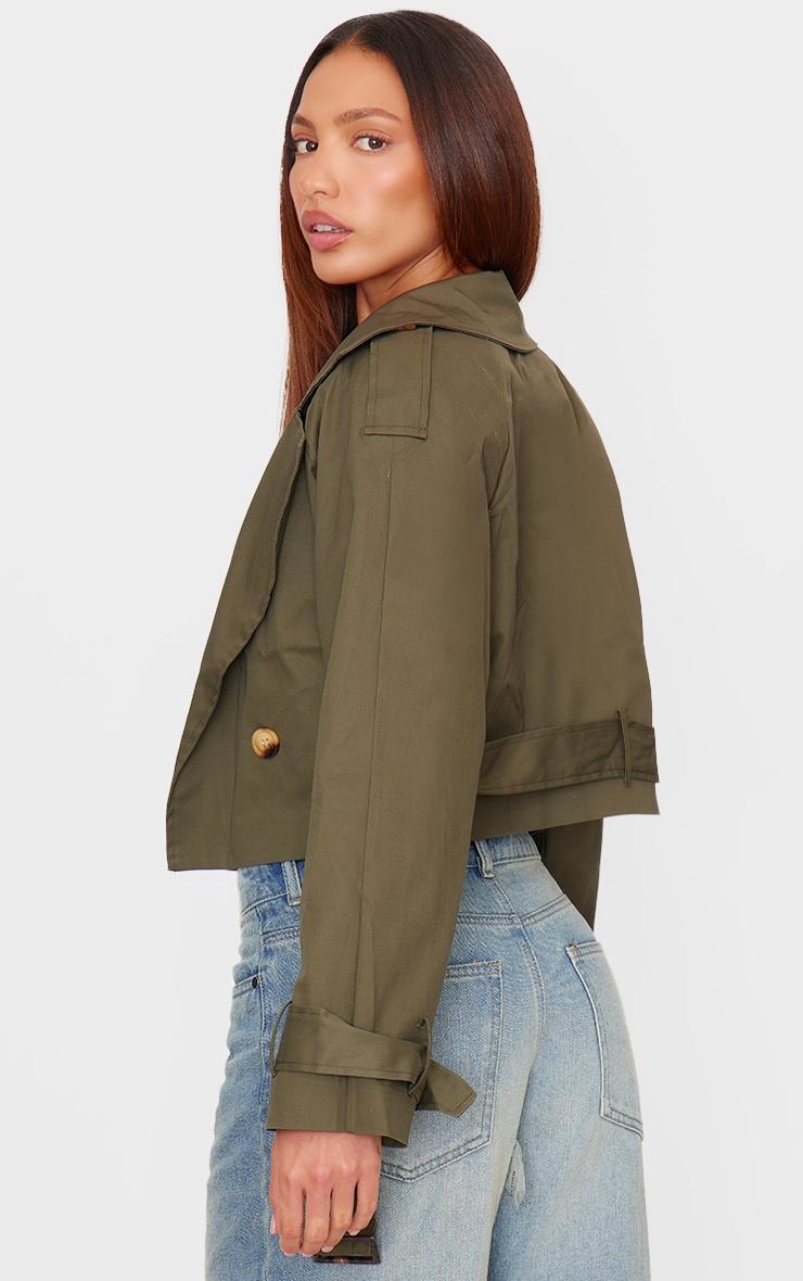 Khaki Cropped Trench Coat Product Image