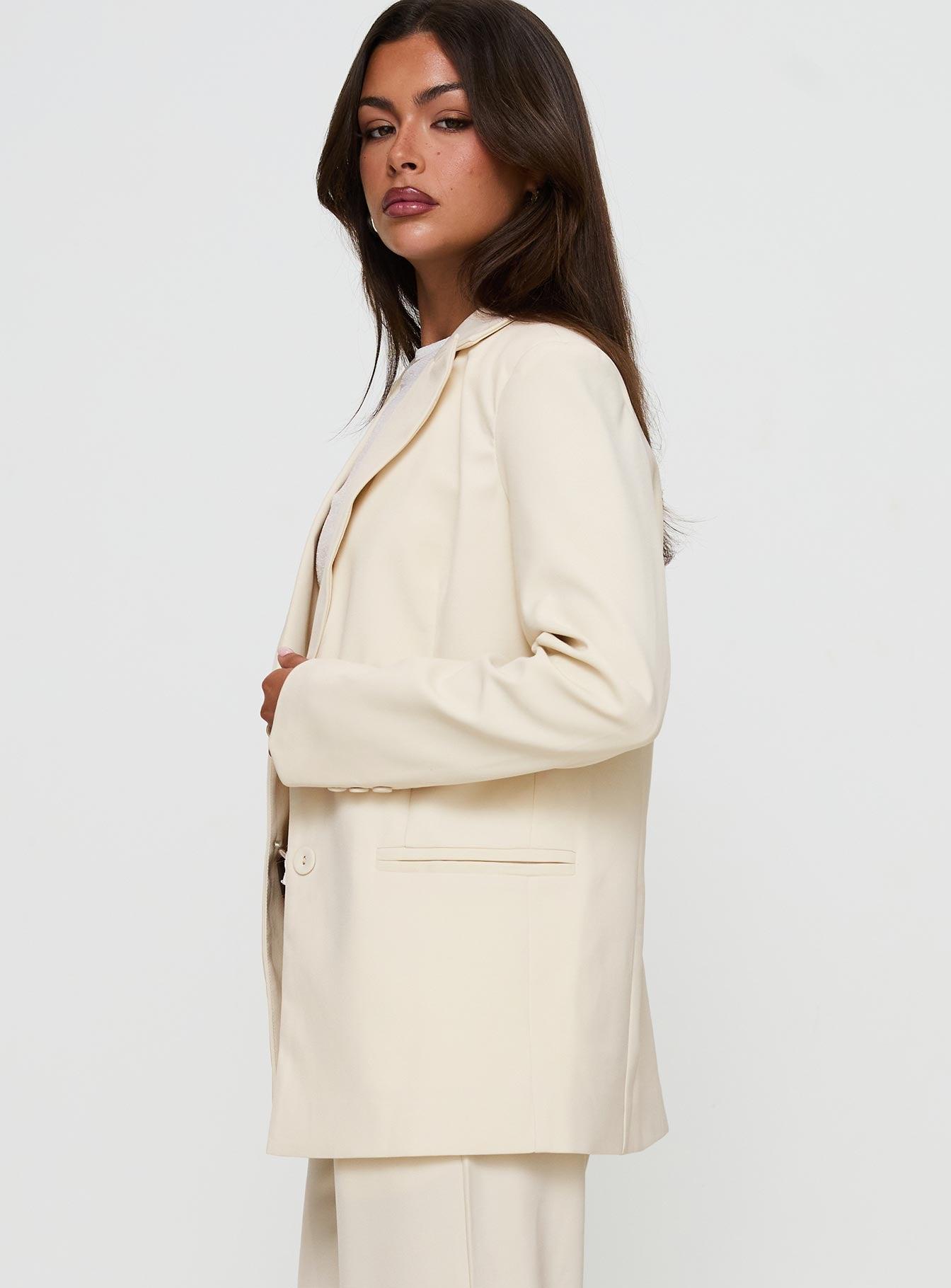 Crowd Pleaser Oversized Blazer Cream Product Image
