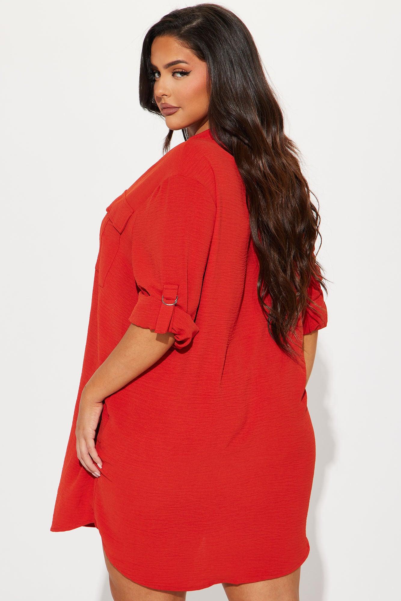 Jennifer Mini Shirt Dress - Rust Product Image