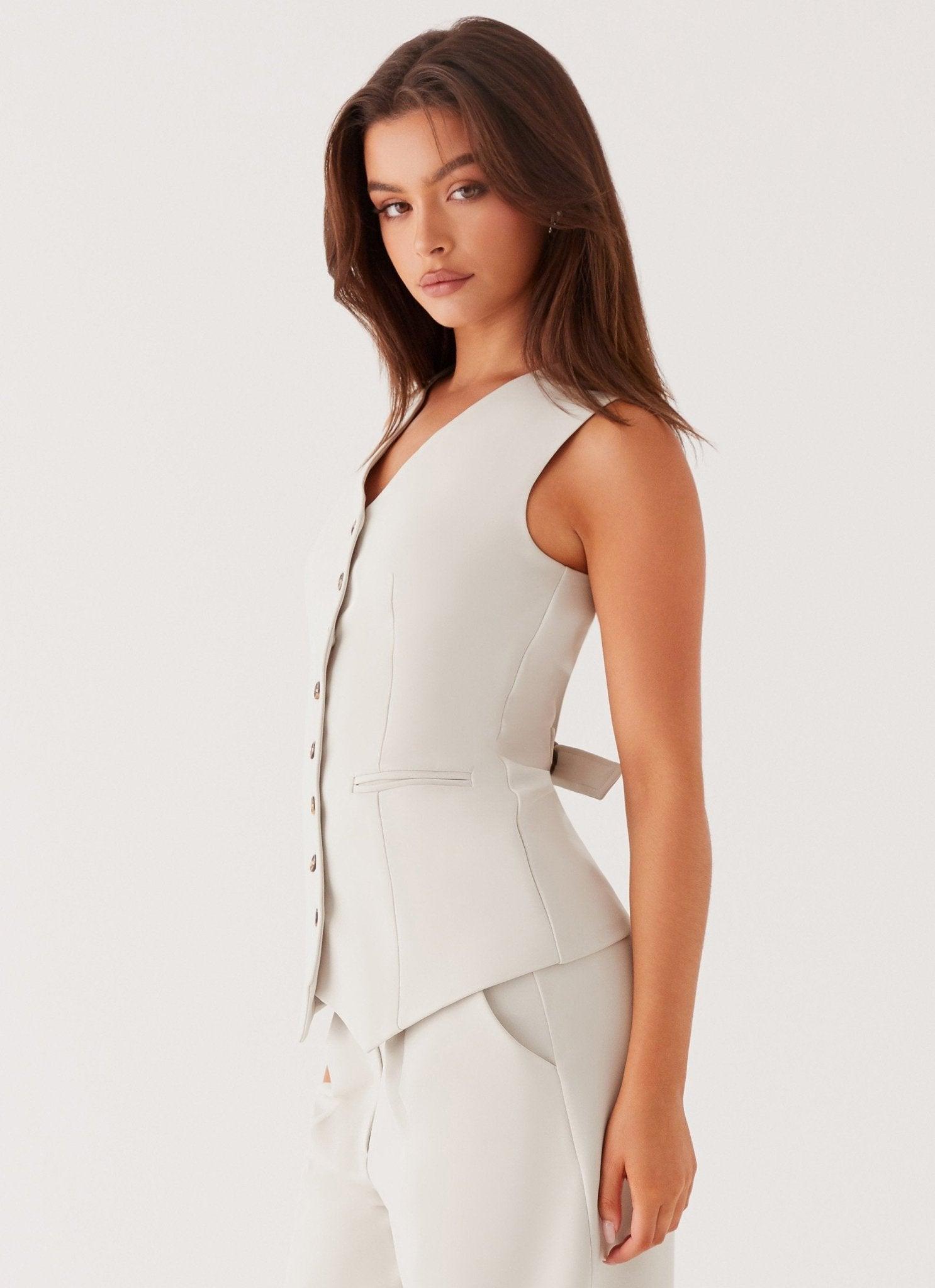 Alexis Vest Top - Pebble Product Image