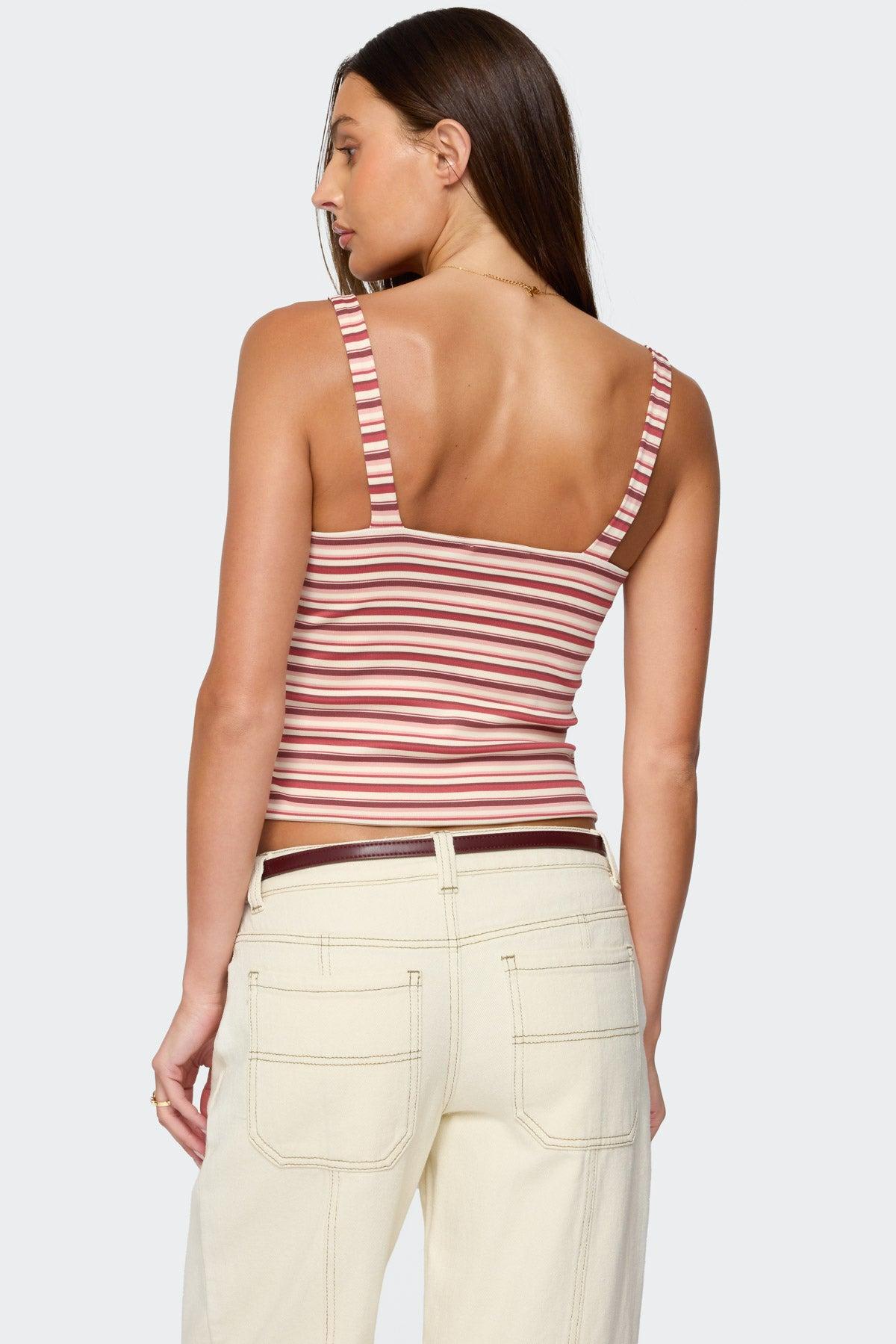 Adelia Striped Ruched Tank Top Product Image