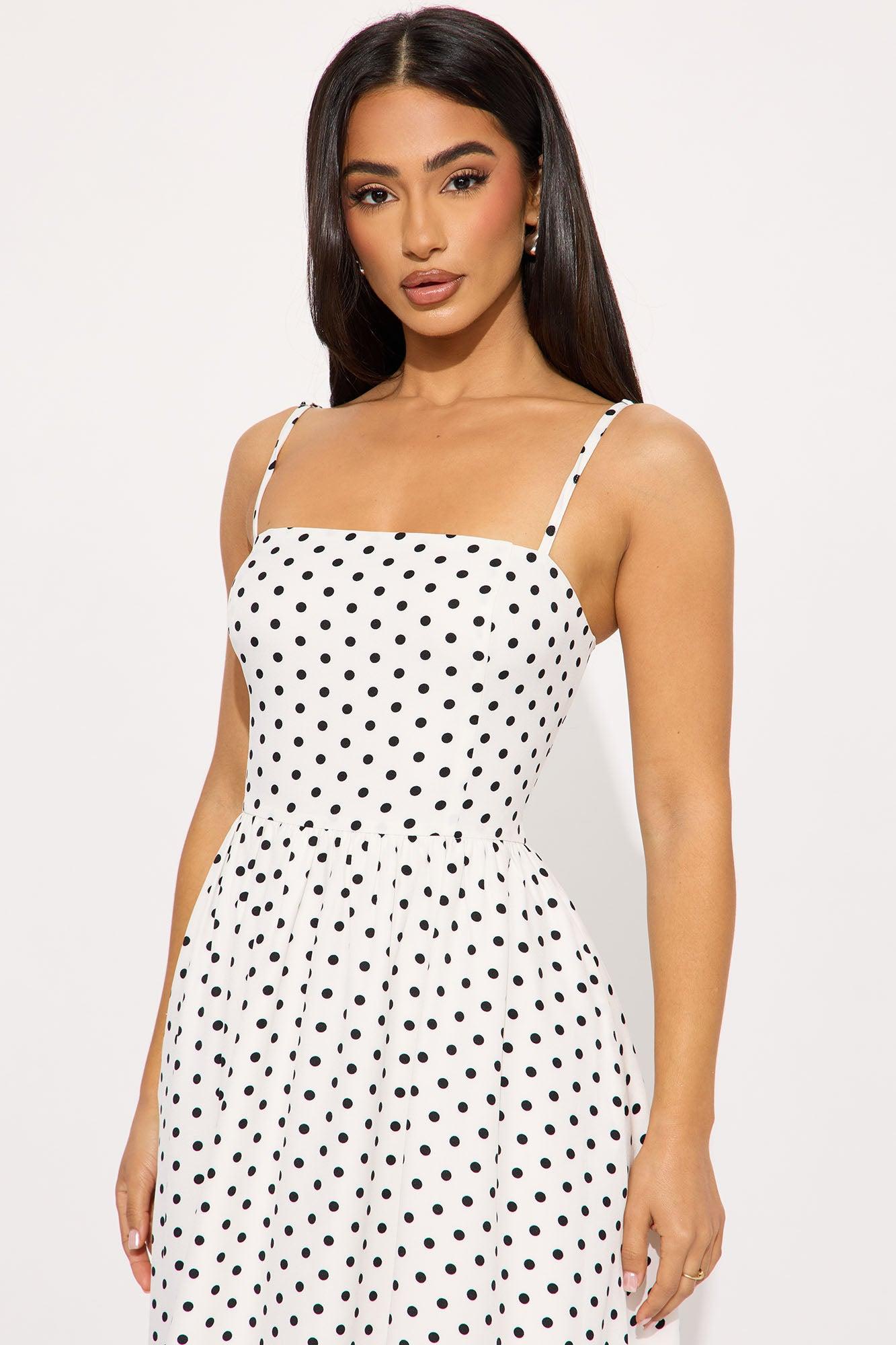 Masella Polka Dot Maxi Dress - White/Black Product Image