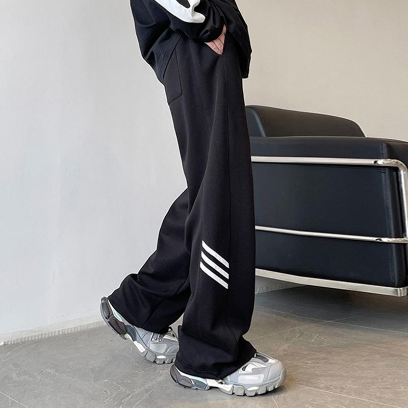 Sopula Trendy Street Hiphop Three-Stripe Wide-Leg Sweat Pants Product Image