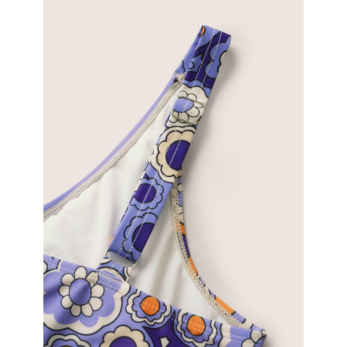 Plus Size Bandana Print Elastic Waist Gathered Swim Dress Women's Swimwear Originalwhite Beach Bodycon V-neck High stretch Curve Swim Dresses BloomChic 22-24/3X Product Image