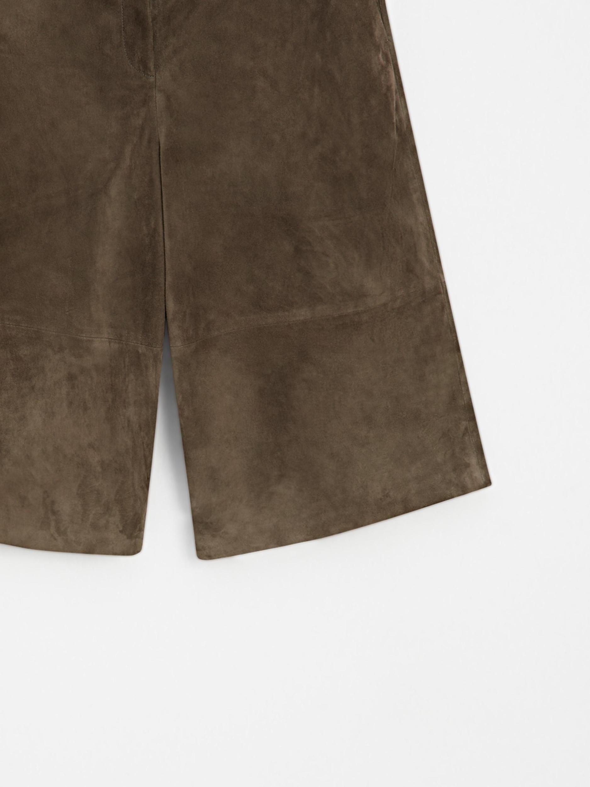 Long suede leather Bermuda shorts Product Image