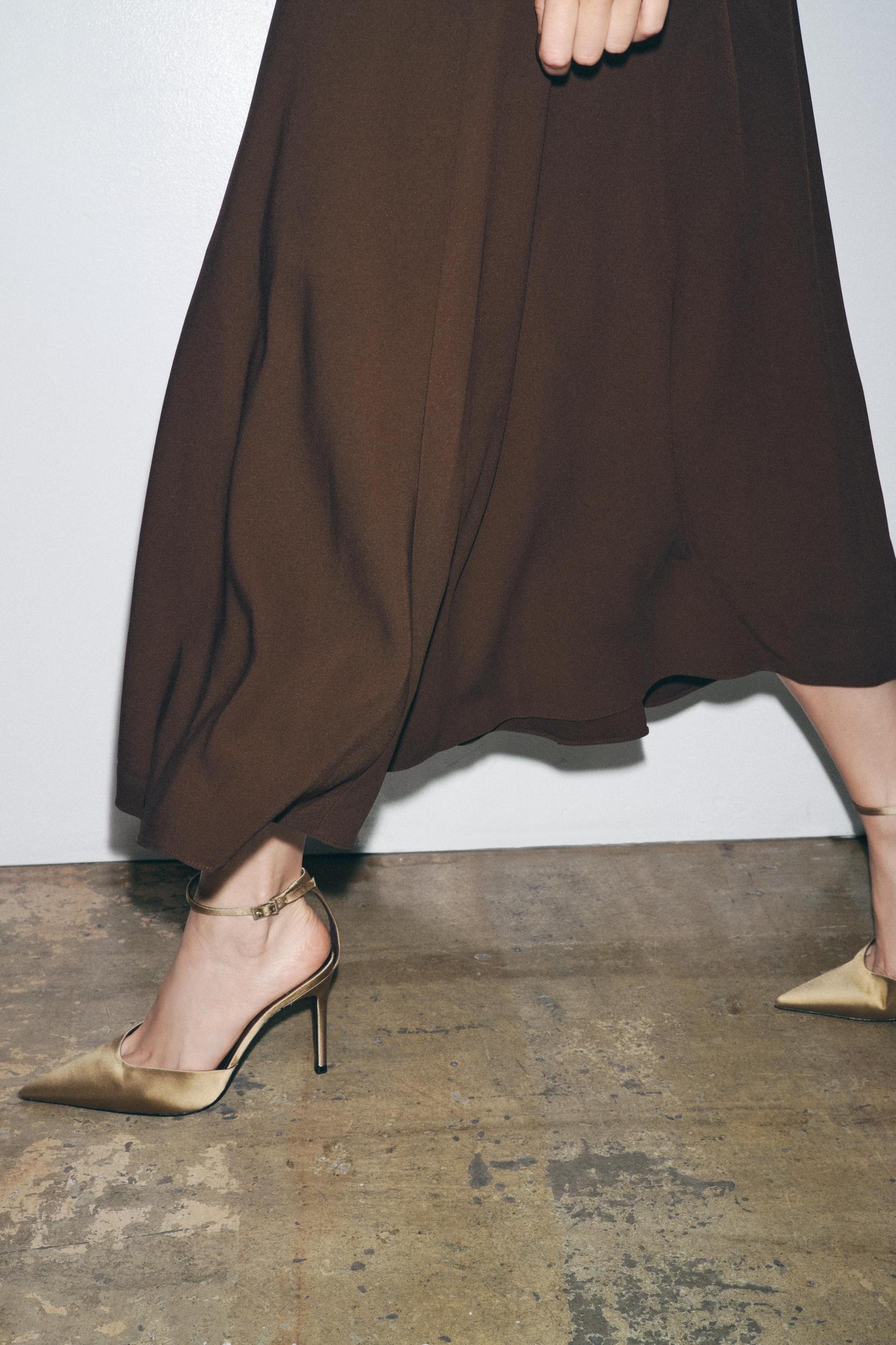 SATIN ANKLE STRAP HEELS Product Image