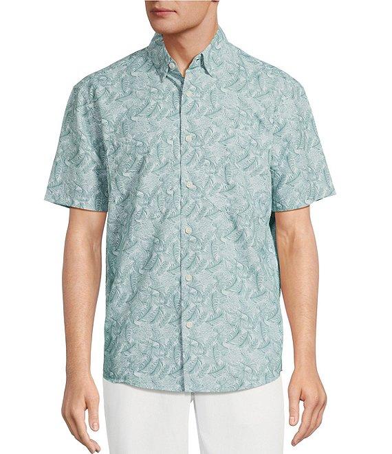 Roundtree & Yorke Performance The Charter Vented Short Sleeve Leaf Print Fishing Sport Shirt Product Image
