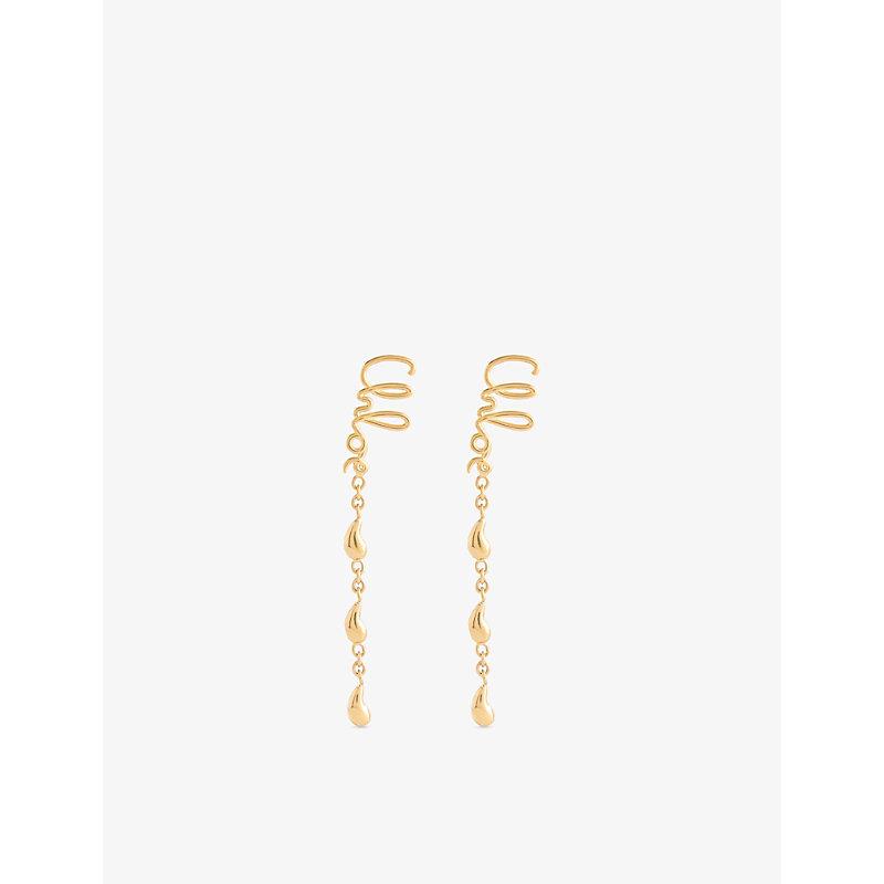 CHLOÉ Iconic Signature Dangling Earrings In Gold Product Image