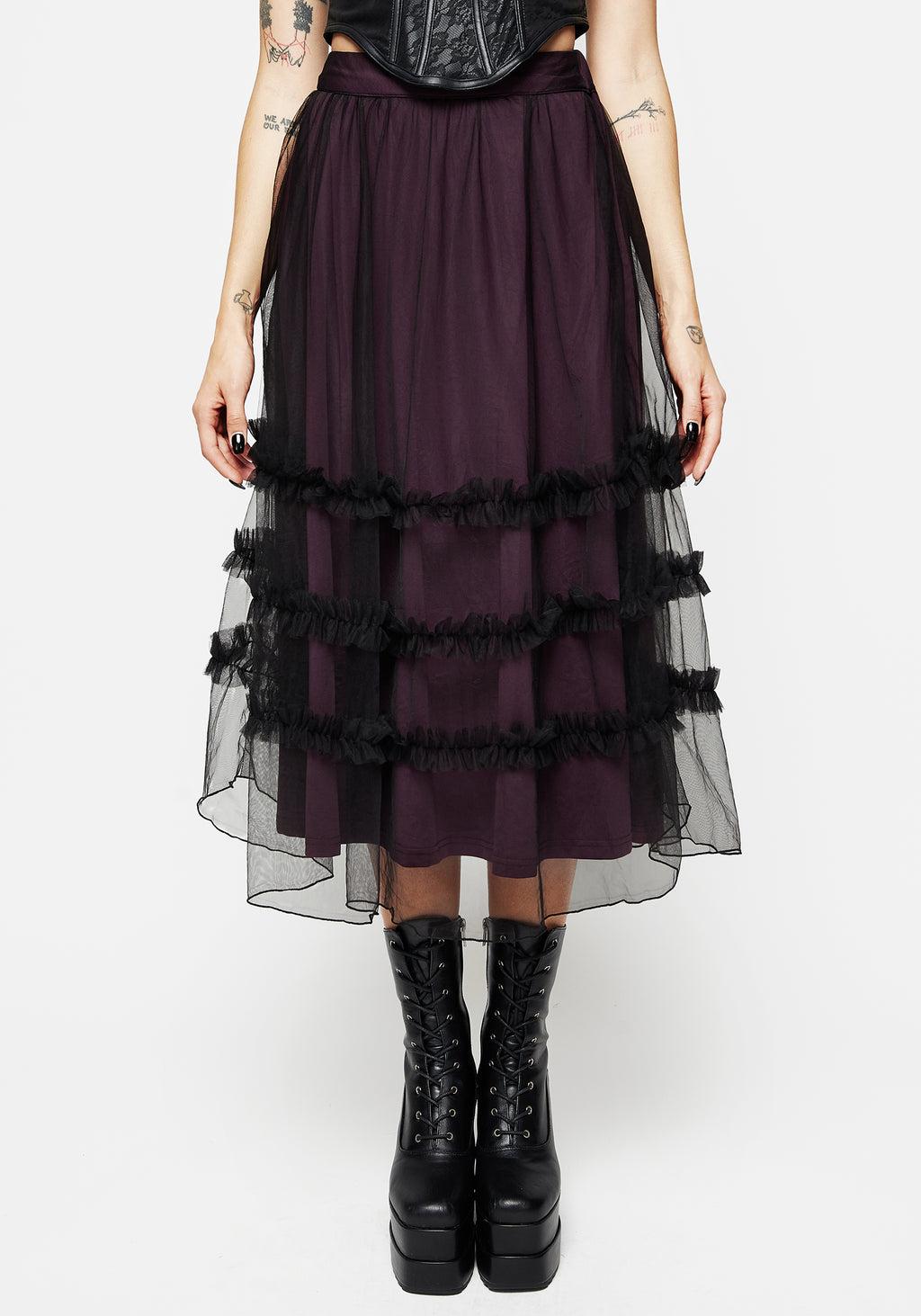 Wanderer Contrast Lining Tiered Midi Skirt Product Image