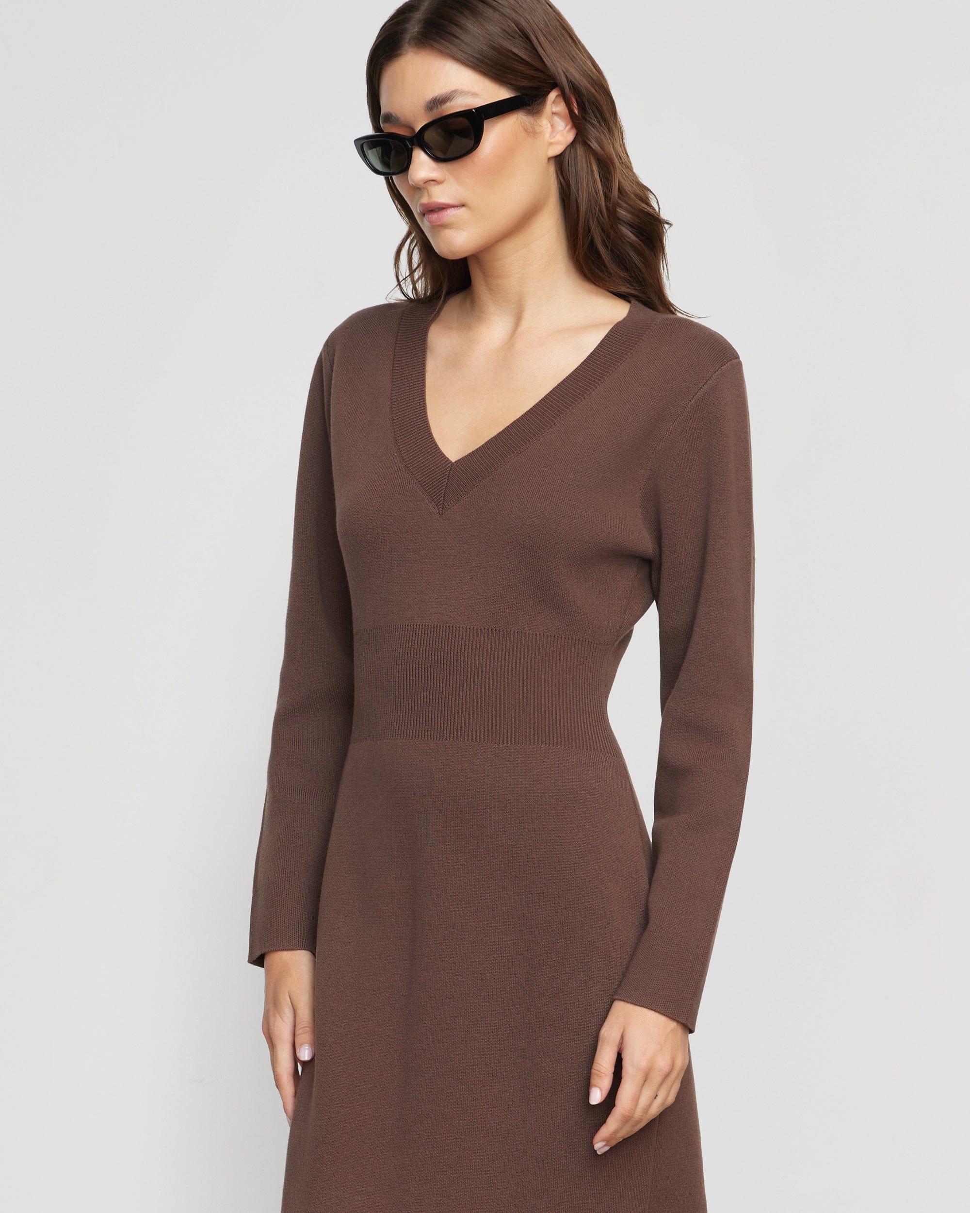 Bora Off-Shoulder V-Neck Sweater Dress Product Image