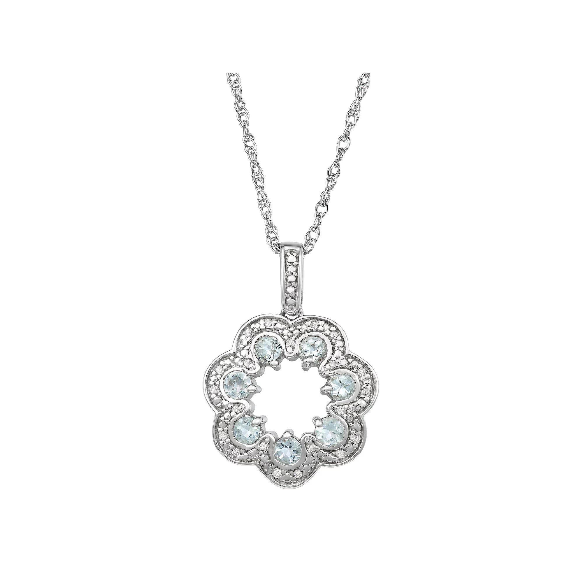 Jewelexcess Sterling Silver Gemstone & Diamond Accents Pendant Necklace, Women's, Size: 18" Product Image