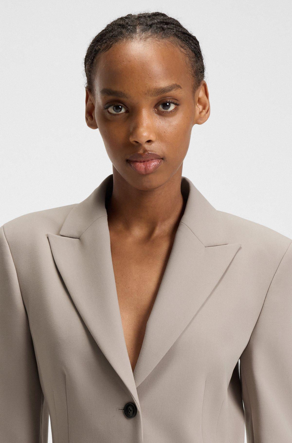 HUGO - Regular-fit blazer in pinstripe stretch fabric - Light Beige Product Image