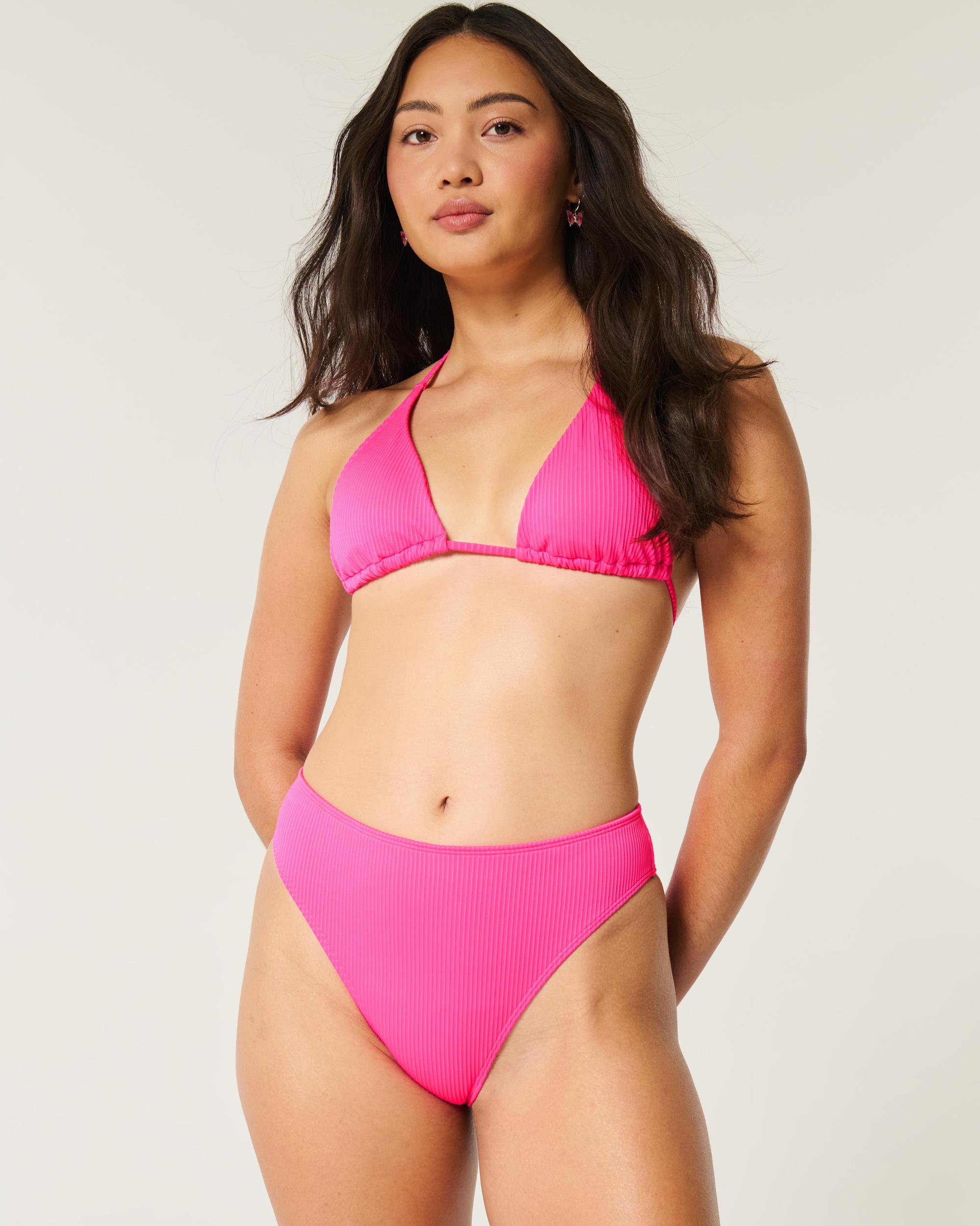 Curvy High-Leg High-Waist Ribbed Cheeky Bikini Bottom Product Image