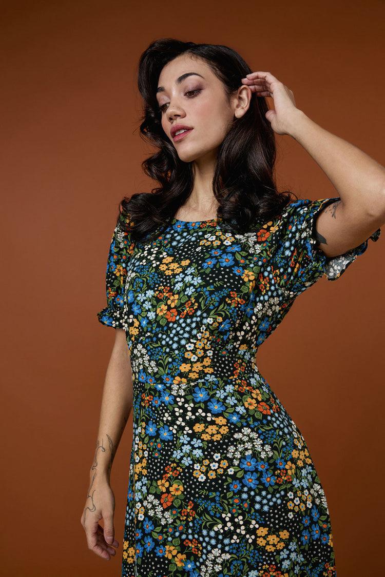 Ada 90's Floral Midi Dress Product Image