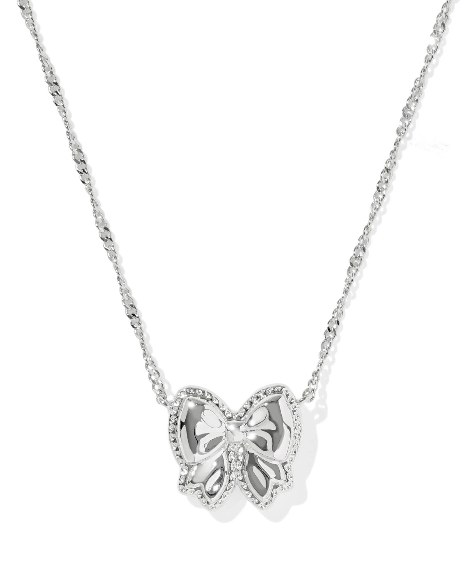 Haley Bow Silver Short Pendant Necklace Product Image