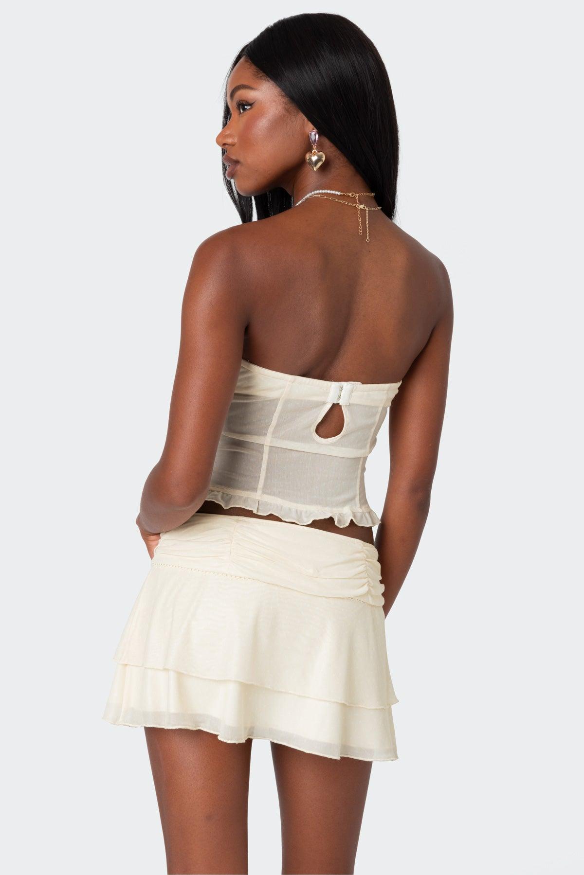 Jojo Slitted Mesh Mini Skirt Product Image