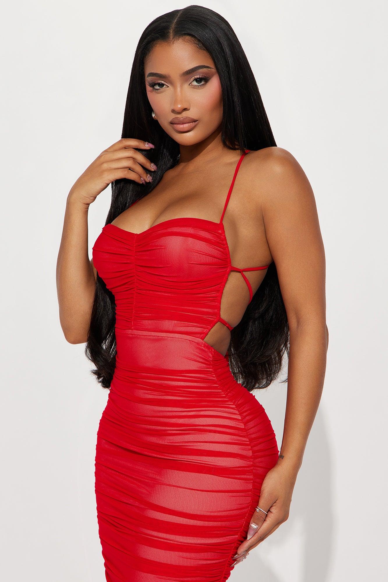 Life After Love Mesh Midi Dress - Red Product Image