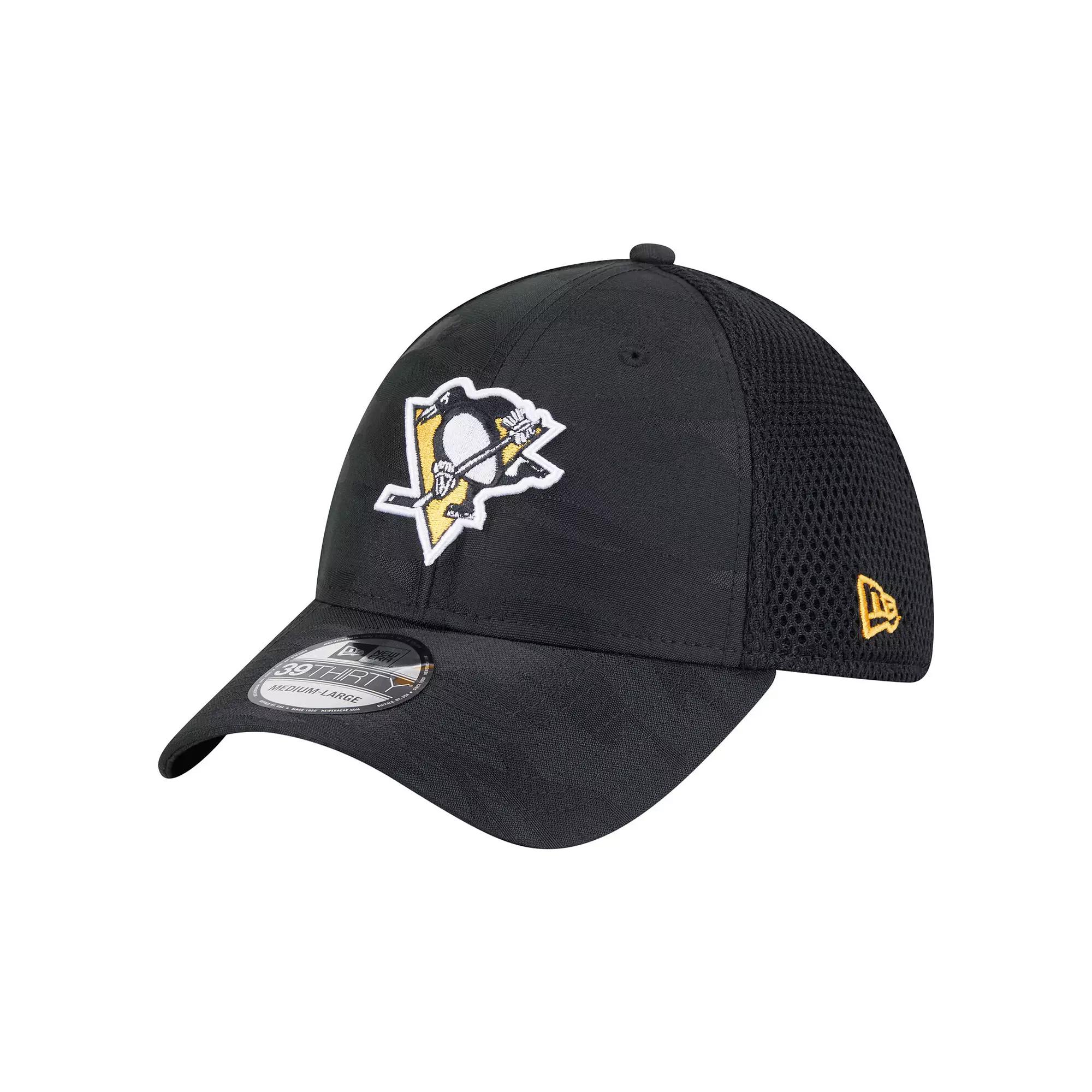 Men's New Era Black Pittsburgh Penguins Active Subtle Camo 39THIRTY Flex Hat,  Product Image