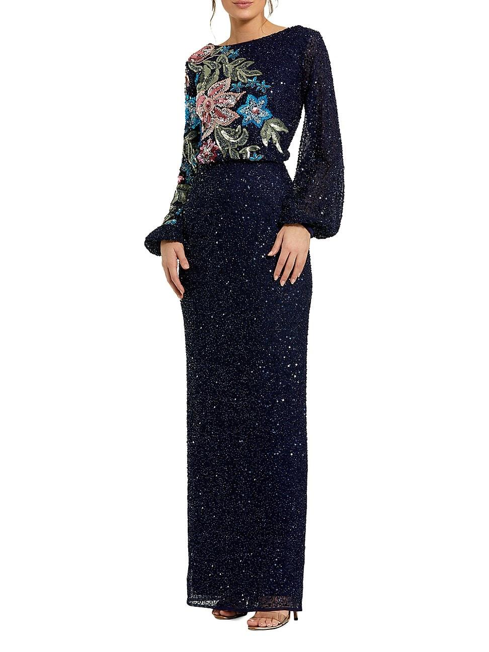 Womens Floral Emellished Gown Product Image