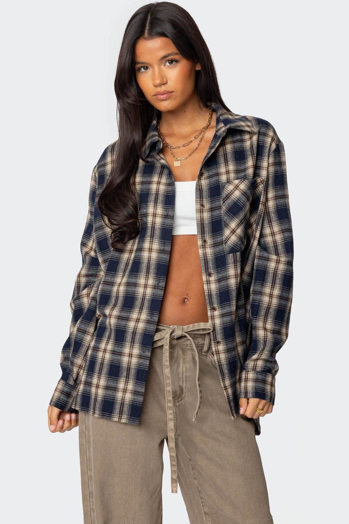 Plaid Flannel Button Up Shirt Product Image
