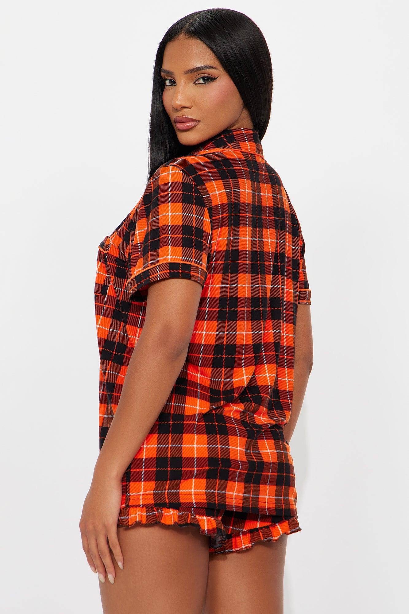 Autumn Vibes PJ Short Set - Orange/combo Female Product Image