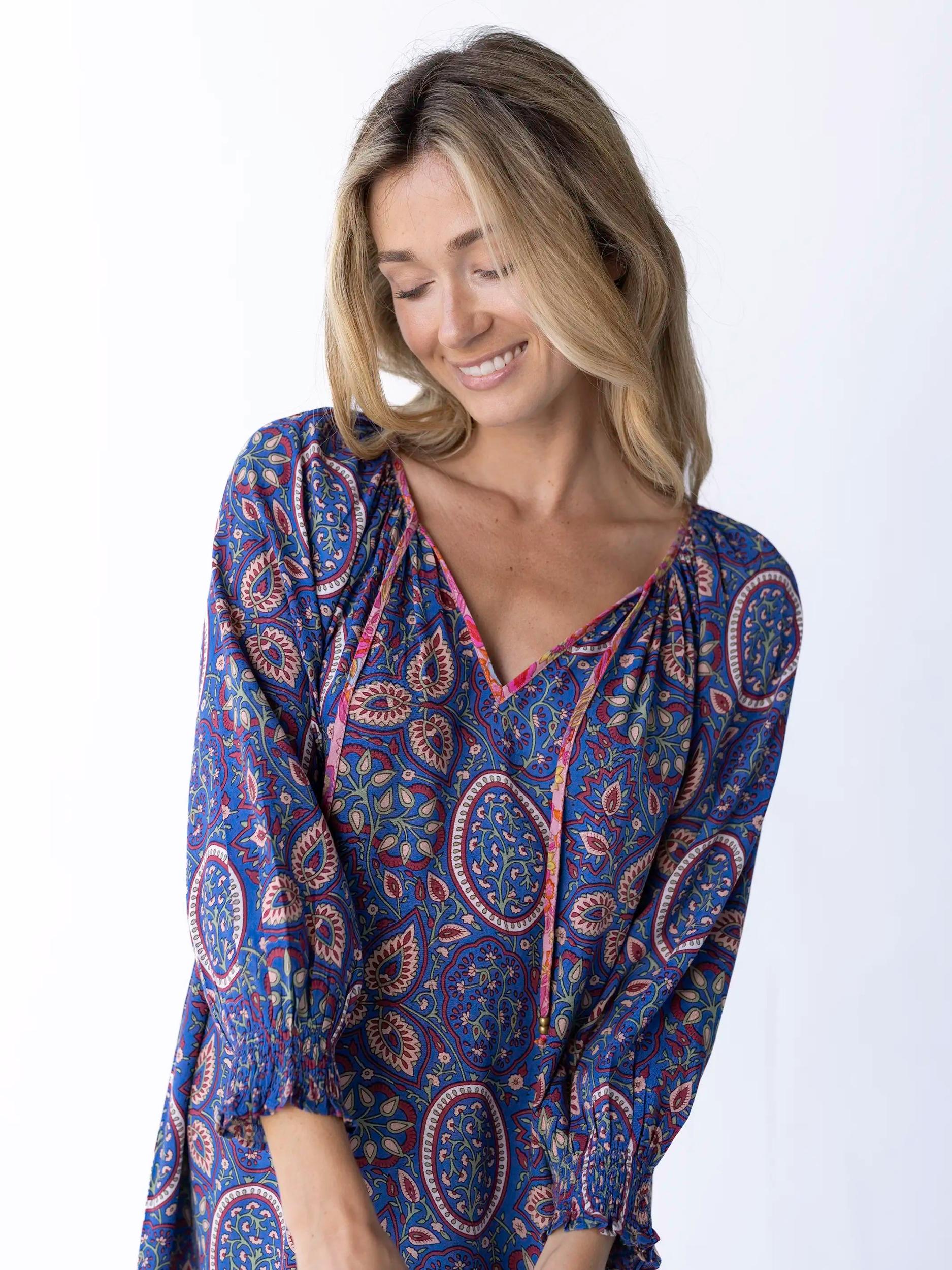 April Mini Dress - Blue Mauve Floral Product Image