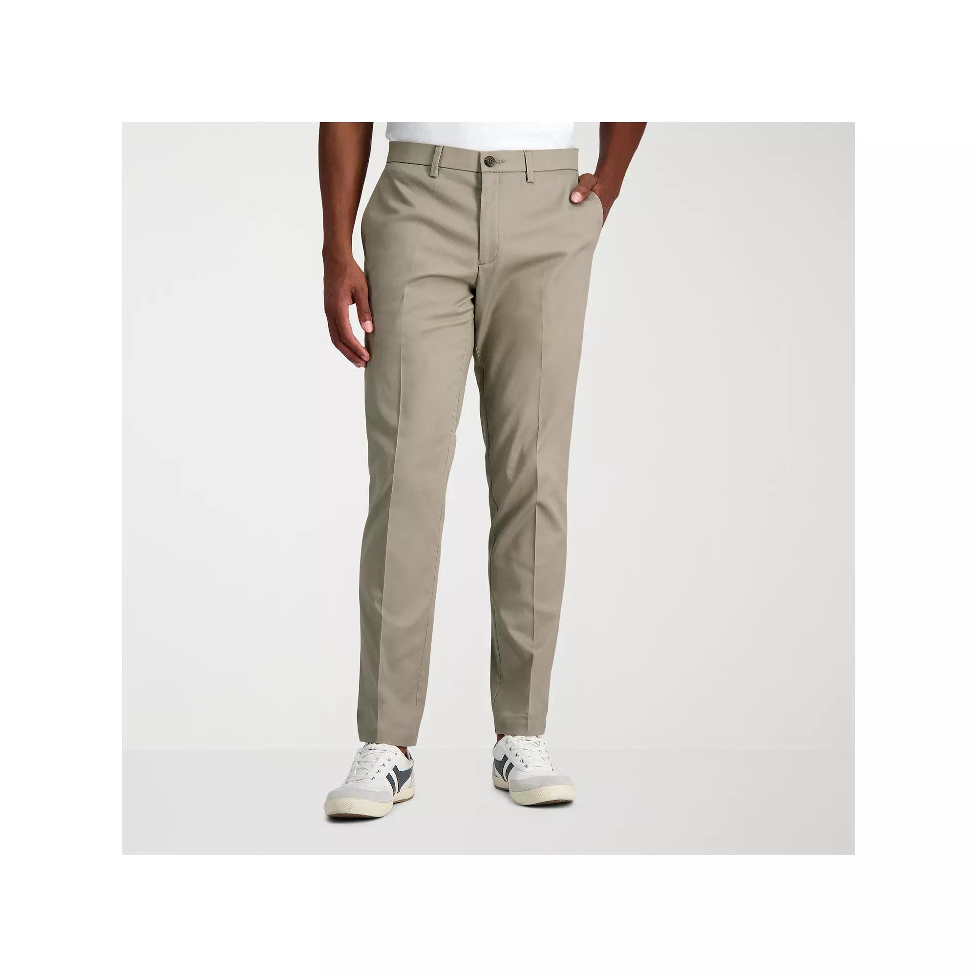 Men's Haggar® Wrinkle Free Performance Khaki Slim Fit Flat Front Pants,  Product Image