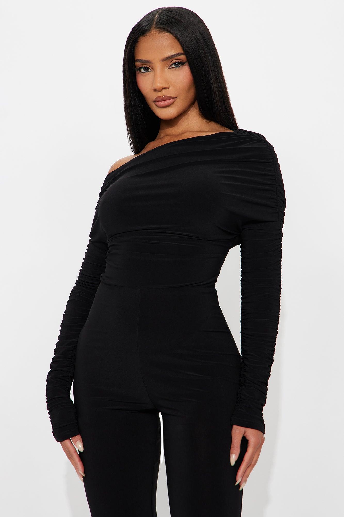 Evangeline Off Shoulder Flare Leg Jumpsuit - Black Female Product Image