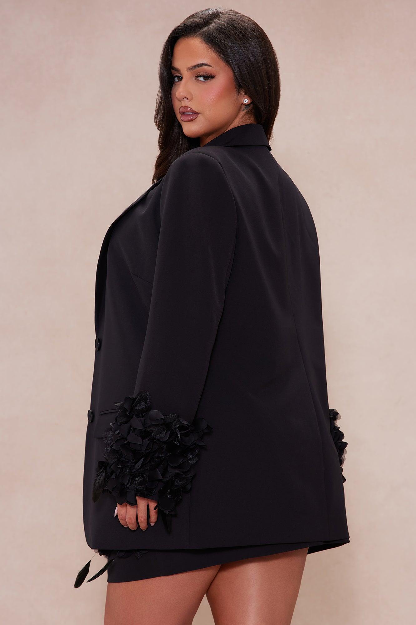 Elise Floral Applique Blazer - Black Product Image