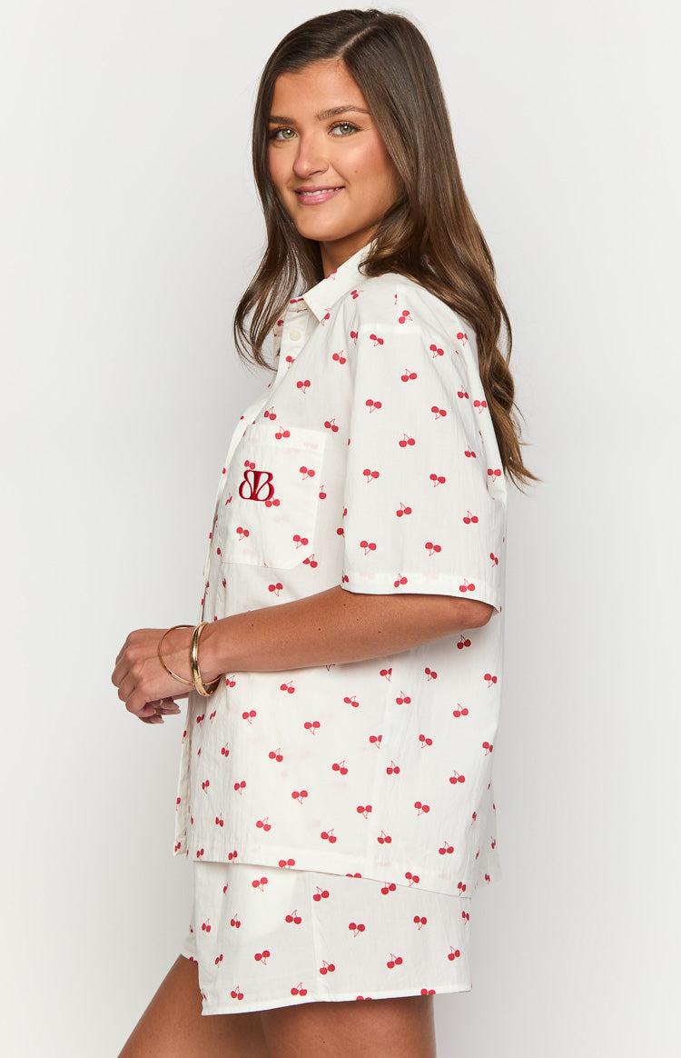 Alexea Cherry Print Pajama Shorts Product Image