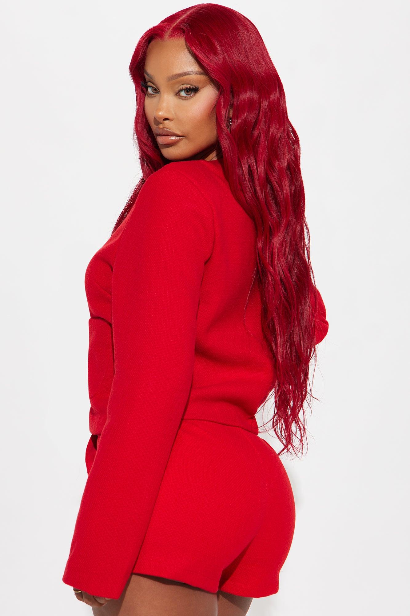 So Demure Tweed Jacket - Red Product Image