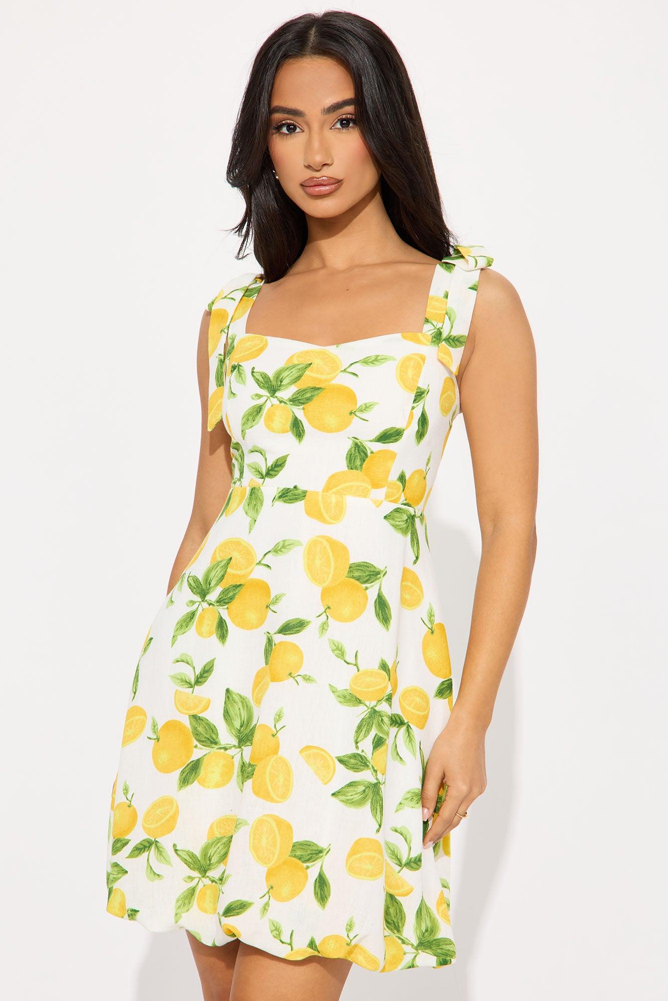 Lemon Drop Bubble Mini Dress - Yellow/combo Product Image