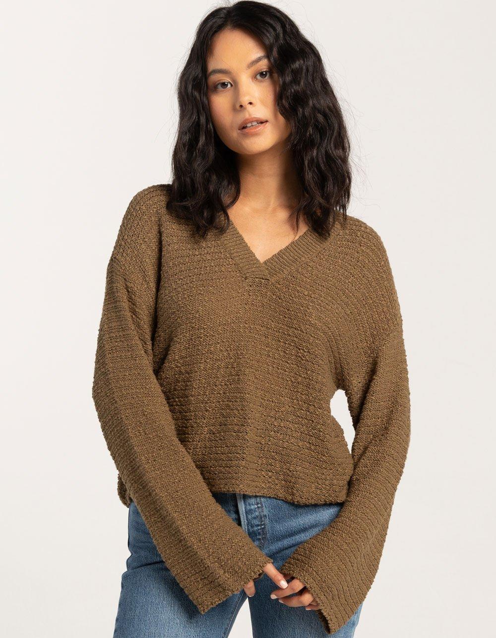 O'NEILL Sunny Paradise Womens V-Neck Sweater - OLIVE Product Image