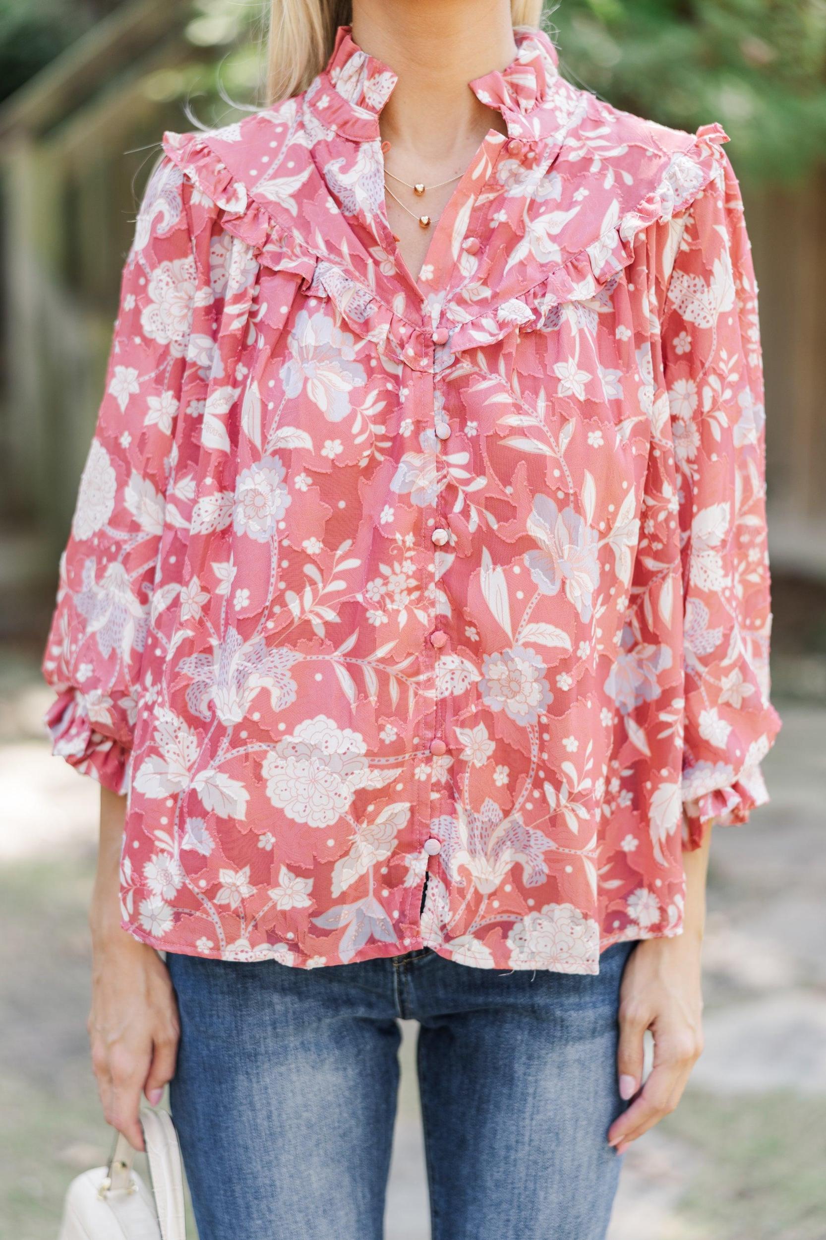 Fate: Give In Light Marsala Floral Blouse Female Product Image