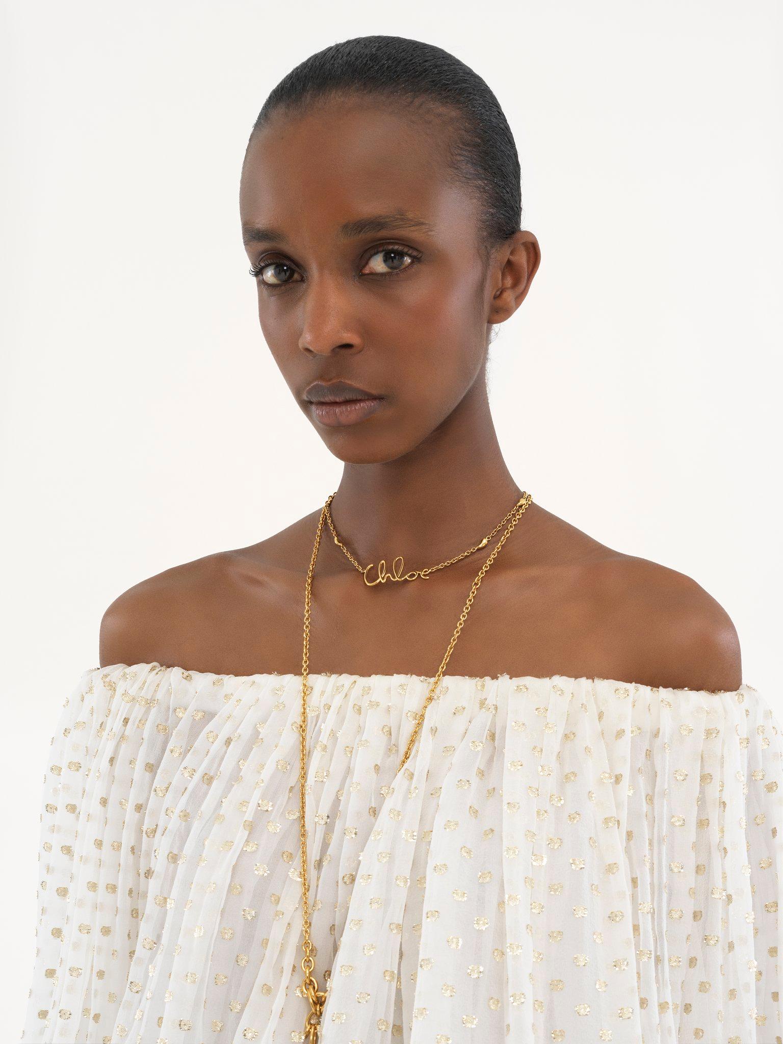 Gathered off-the-shoulder top in silk jacquard & lurex Product Image