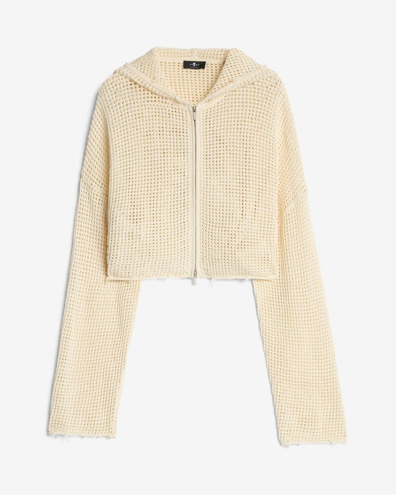 Cropped Open Knit Hoodie Product Image