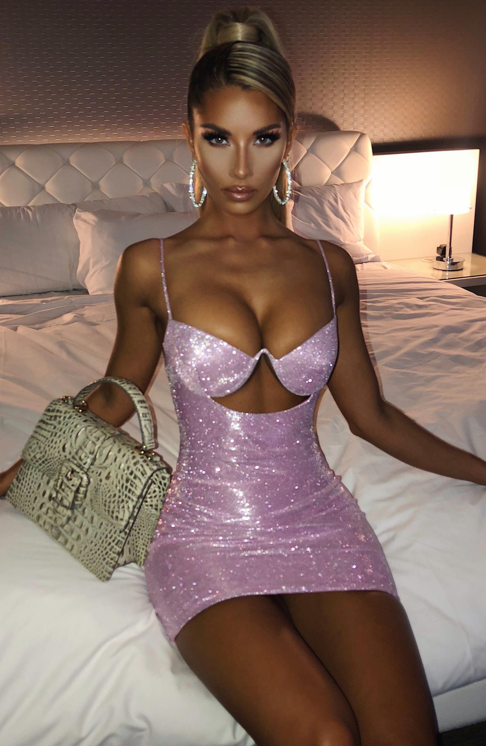 Mya Mini Dress - Pink Glitter Product Image