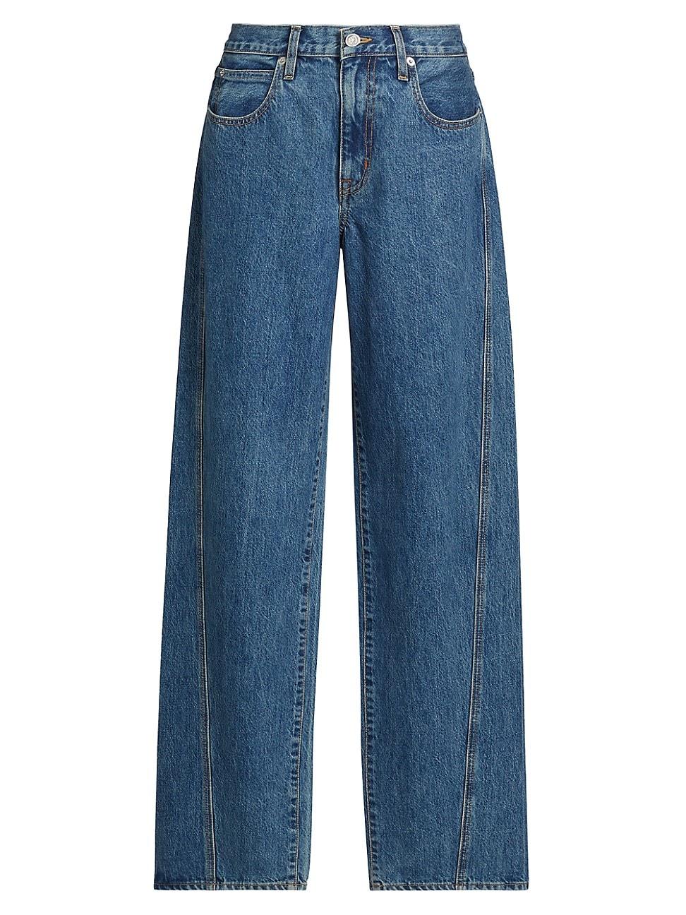 Womens Tess Low-Rise Long Curved Seam Wide-Leg Jeans Product Image