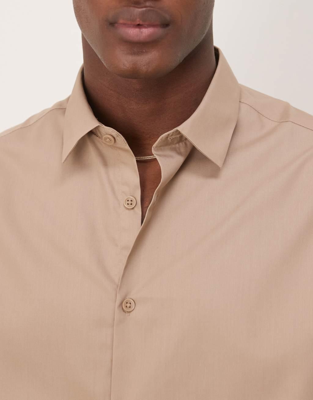 ASOS DESIGN formal easy iron regular shirt in brown Product Image