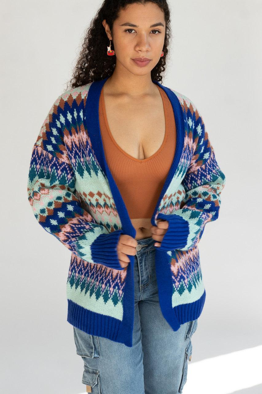 Diamond Pattern Open Cardigan Product Image