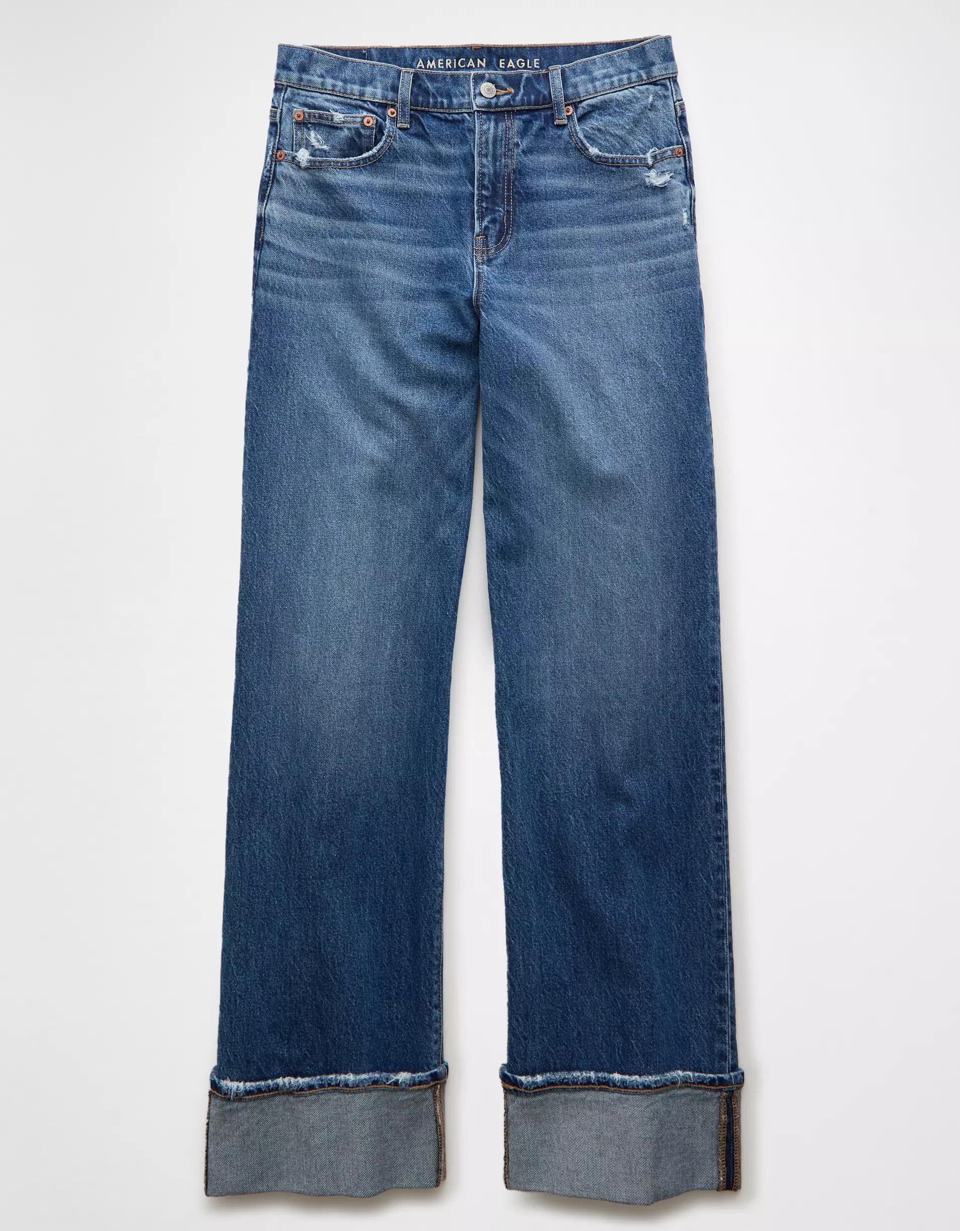 AE Stretch High-Waisted Stovepipe Cuffed Jean Product Image