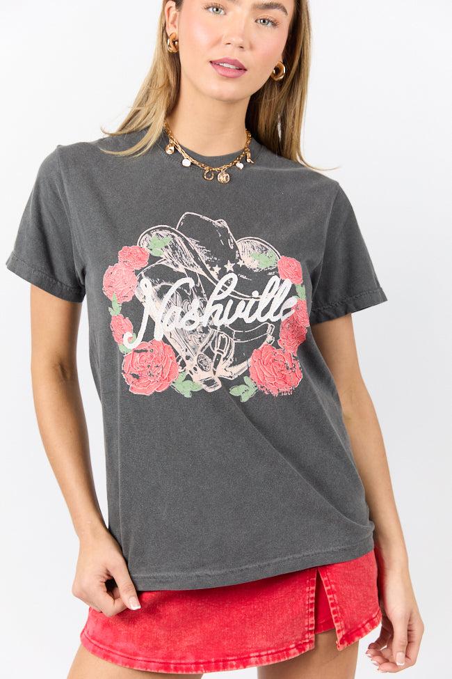 Nashville Vintage Rose Dark Grey Graphic Tee Product Image