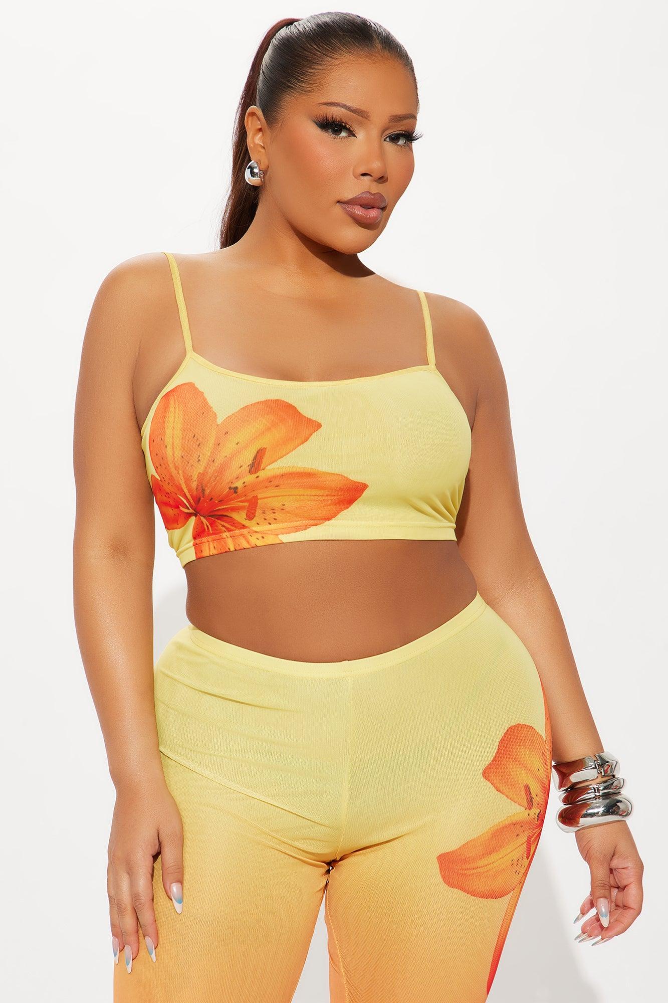Tequila Sunrise Mesh Capri Set - Yellow/combo Female Product Image