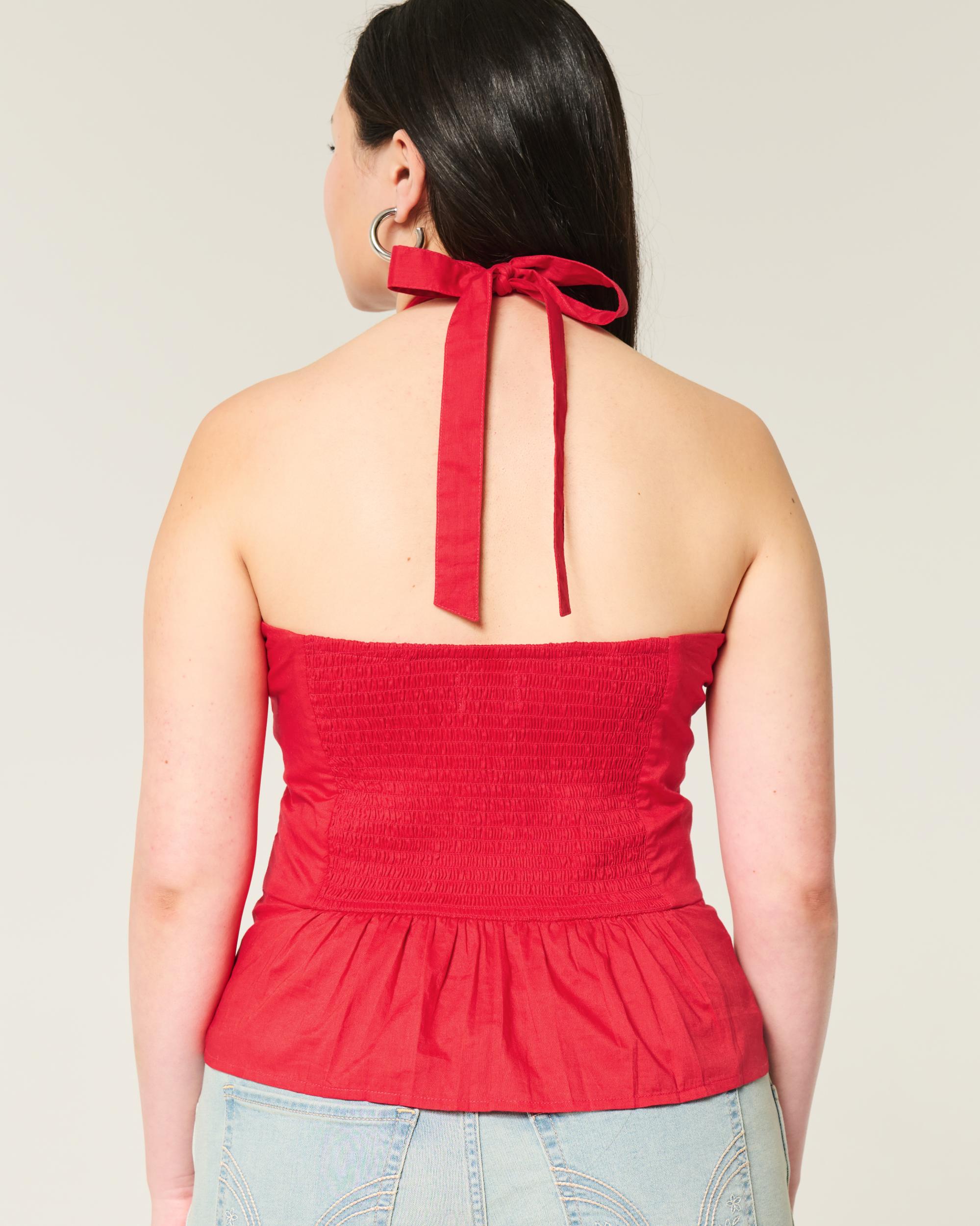 Pleated Open-Back Halter Top Product Image
