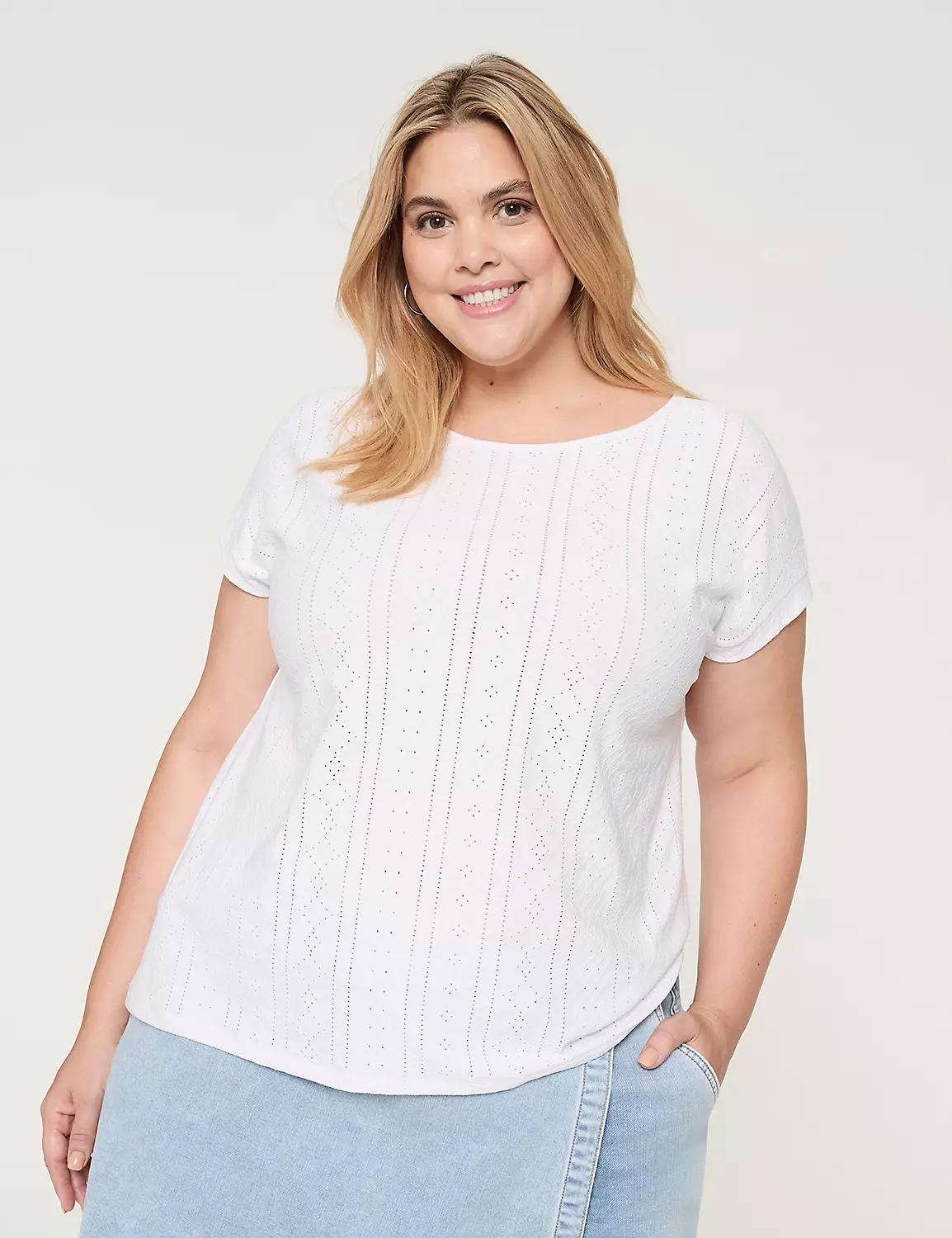 Dolman-Sleeve Knit Eyelet Top Product Image