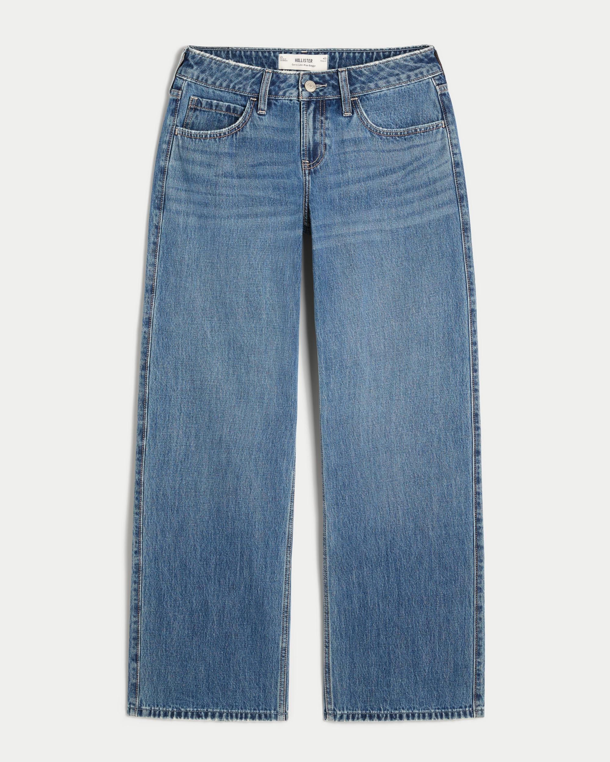 Curvy Low-Rise Medium Wash Baggy Jeans Product Image